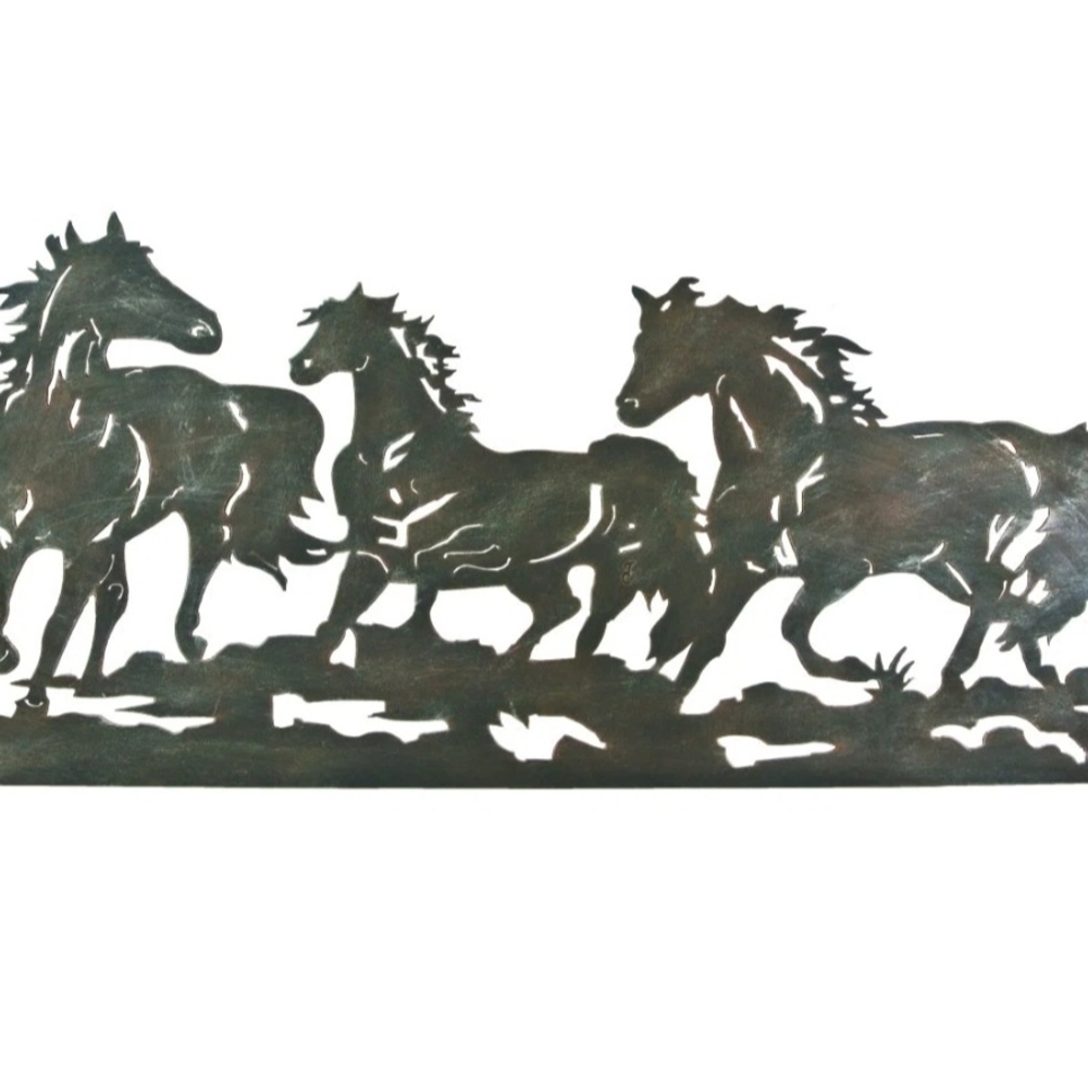 Black Metal Running Horses Silhouette Wall Art Decor. New With Tags - Picture 6 of 6